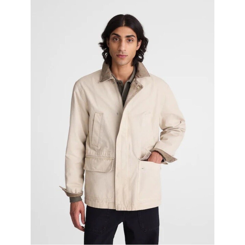 Madewell men’s Field Jacket cost Cotton Canvas corduroy trim khaki Sz L NWT